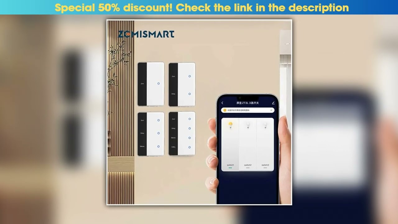 Zigbee Smart DIY Name Switch Work with Tuya App US Type Display Screen Touch Wall Light Switch