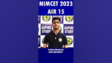 NIMCET 2023 Topper Pratham Khandewal AIR 15