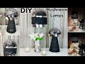 Two DIY Glamorous Mushroom Shaped  Lamps Using Crushed Glass & Black Yarn Home Decor Ideas 2020