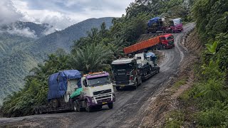 Perjalanan Berat Truck Bobot 100Ton Lintas Sumatra Merlung 