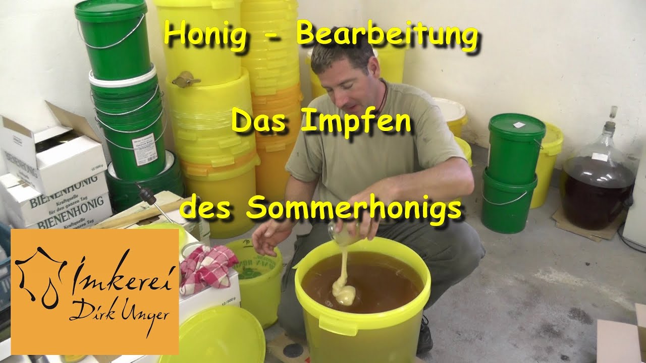 Honig - Bearbeitung :  Impfen des Sommerhonigs