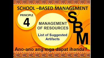 SCHOOL-BASED MANAGEMENT SBM PRINCIPLE 4 MANAGEMENT OF RESOURCES (LIST OF ARTIFACTS)
