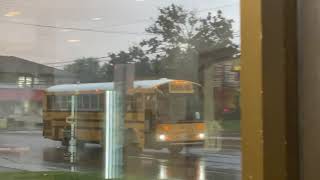 Montgomery county RIDE ON 4100C on Route 55 MCPS bus X 2022 21018 over take RIDE ON