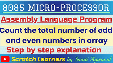 8085 program to find total number of odd and even numbers|ALP to find count of odd and even numbers