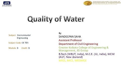 Environmental Engineering I Quality of Water I Part 3:
