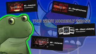 A Non-GD Player Ranks The TOP 10 EXTREME DEMONS... (he was not close lol) | Geometry Dash