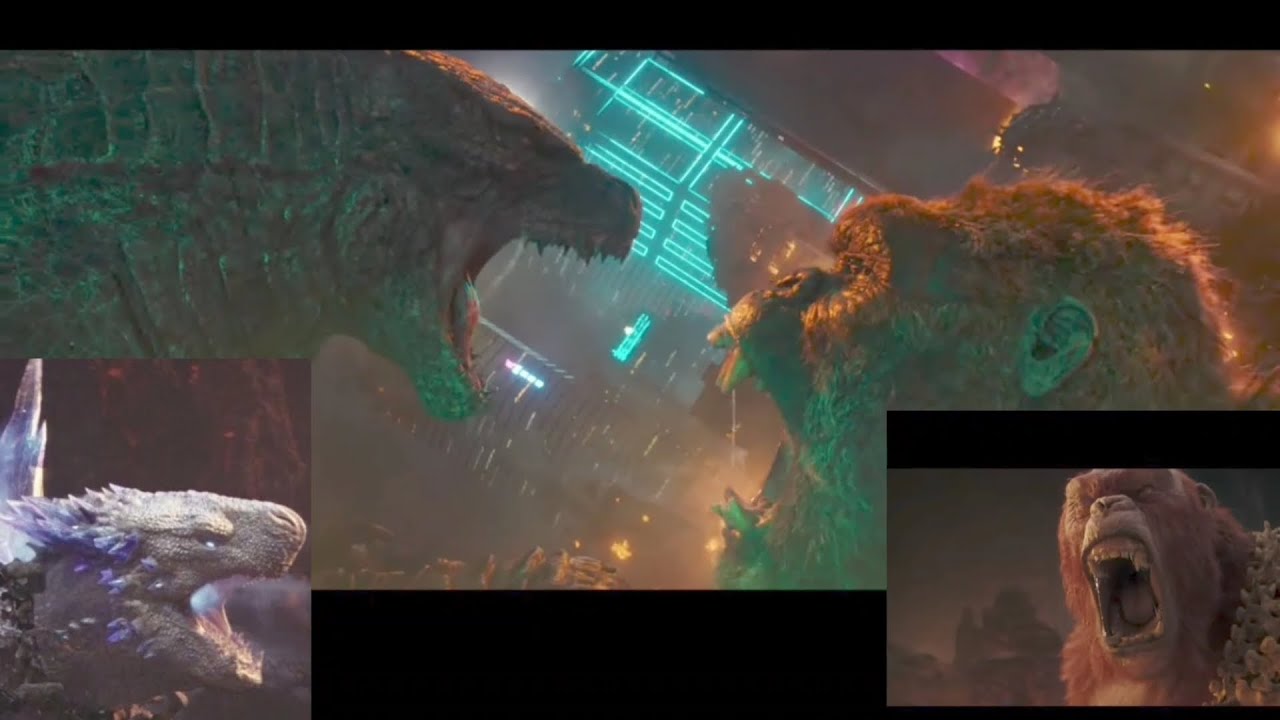 Godzilla vs Kong the iconic Roar off scene but with different roars