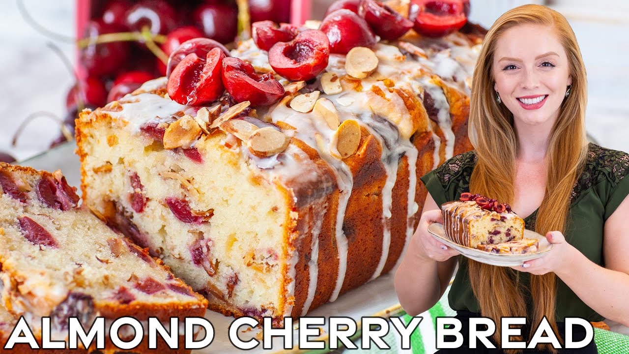 The Best Almond Cherry Bread Recipe | Super Moist & Delicious! | with easy almond glaze!