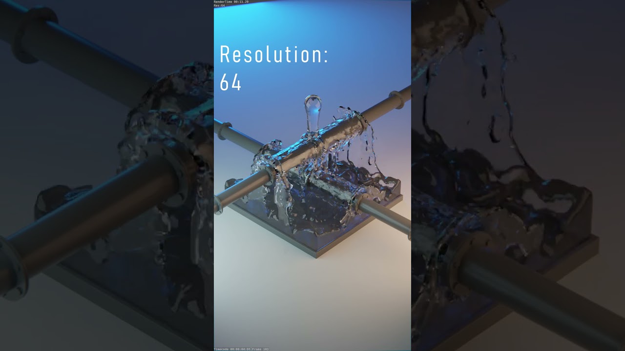 Blender Fluid vs. Pipes - 32 to 256 Resolution Comparison  