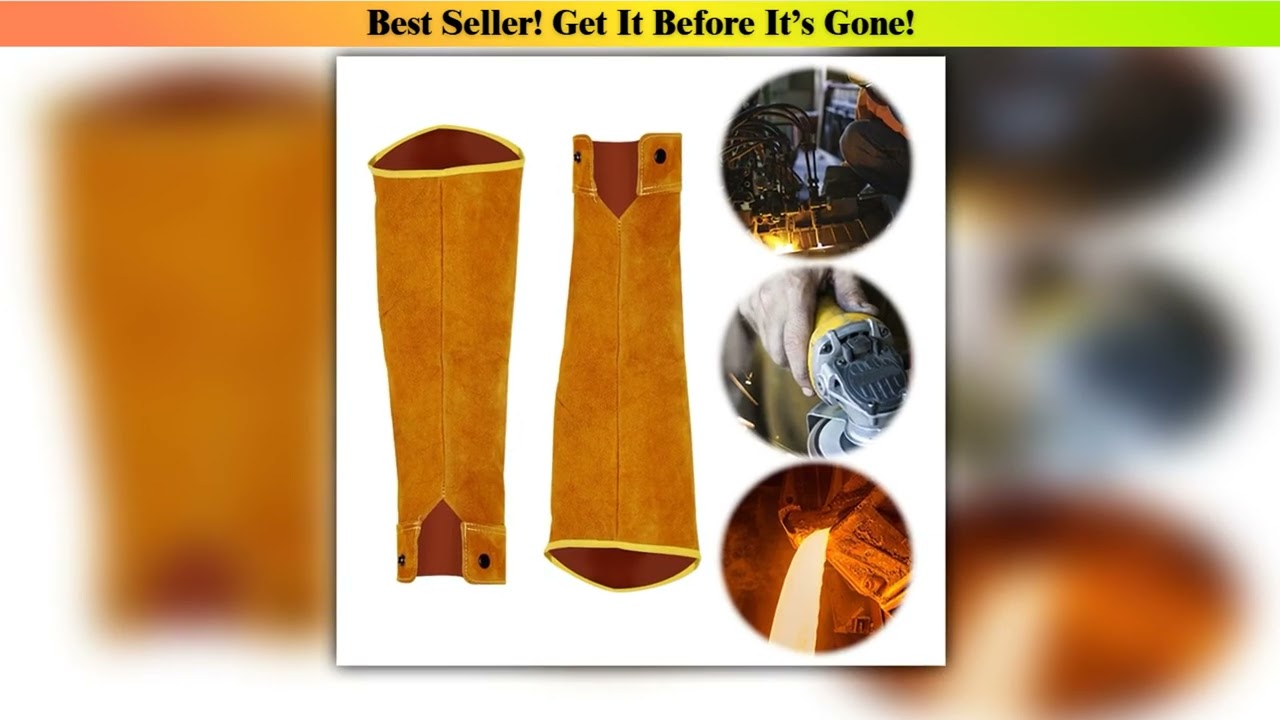Unboxing Leather Welder Arm Sleeves Heat Flame Resistant Cowhide Welding Work Sleeves Breathable