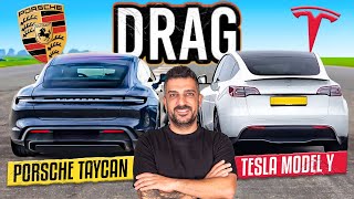 Tesla Model Y Performance VS Porsche Taycan 4S Performance+ | Drag Yarışı!