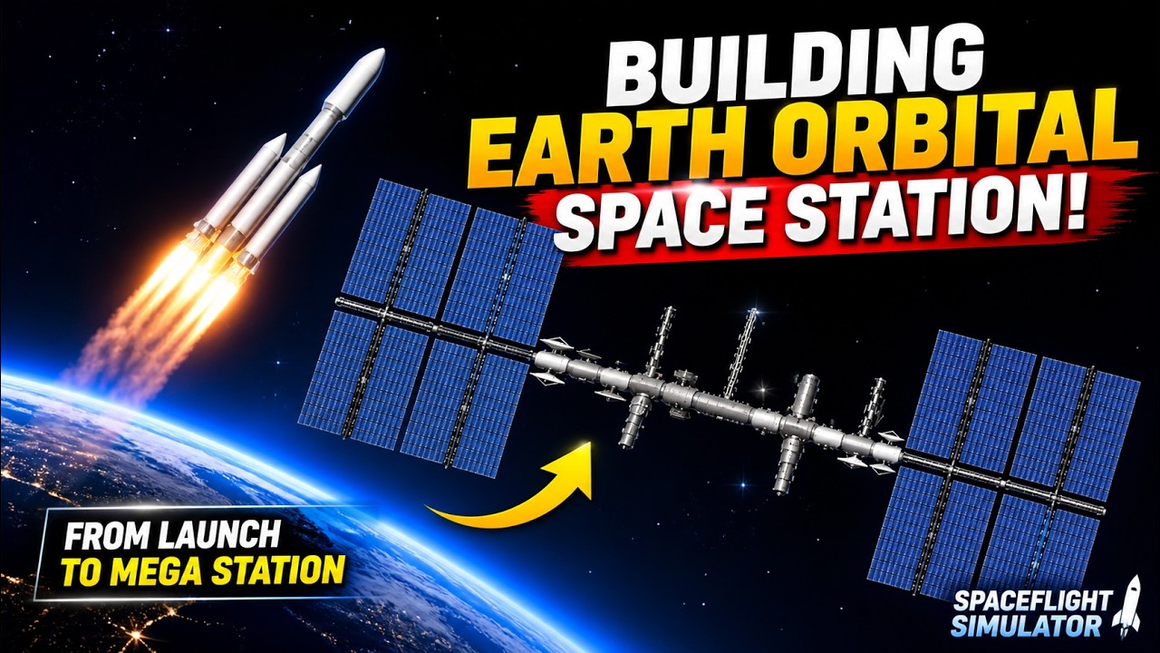Building a Mega Space Station in Earth Orbit 🚀 (Full Mission) • SFS ...