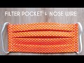 How To Make Breathable Pleated Face Mask With Filter Pocket And Nose Wire #facemask