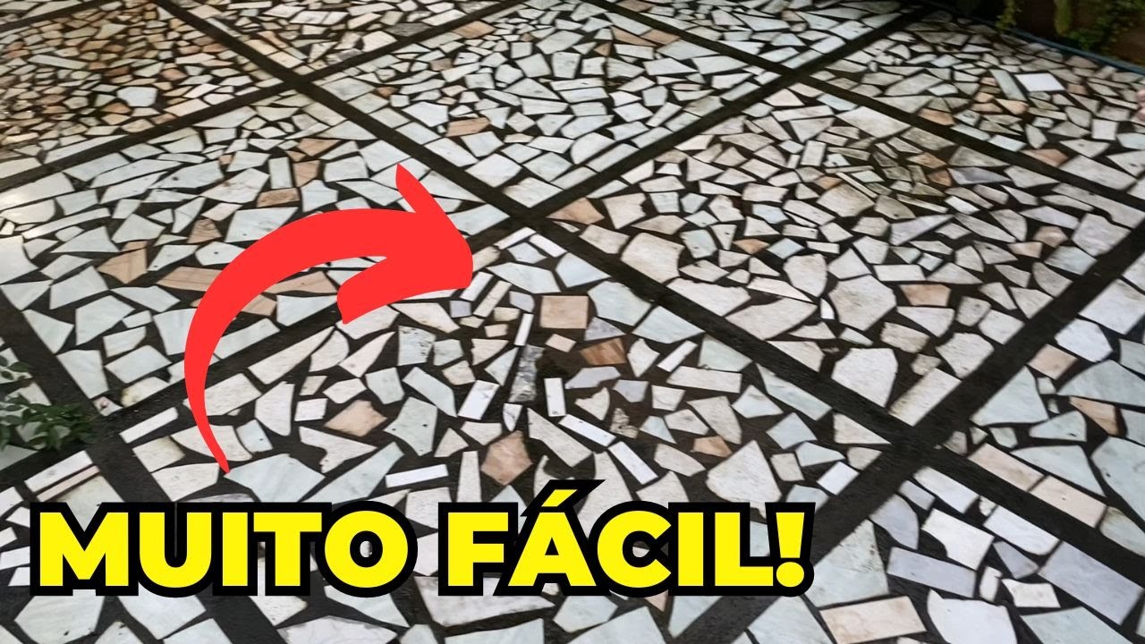 BARATO DEMAIS! Pedreiro utiliza restos de piso de cerâmica e faz piso novo no quintal e calçada