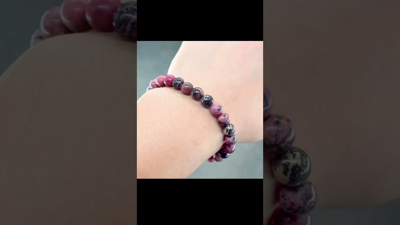 Best quality  Natural rhodonite stretchable  bracelets Round beats 
