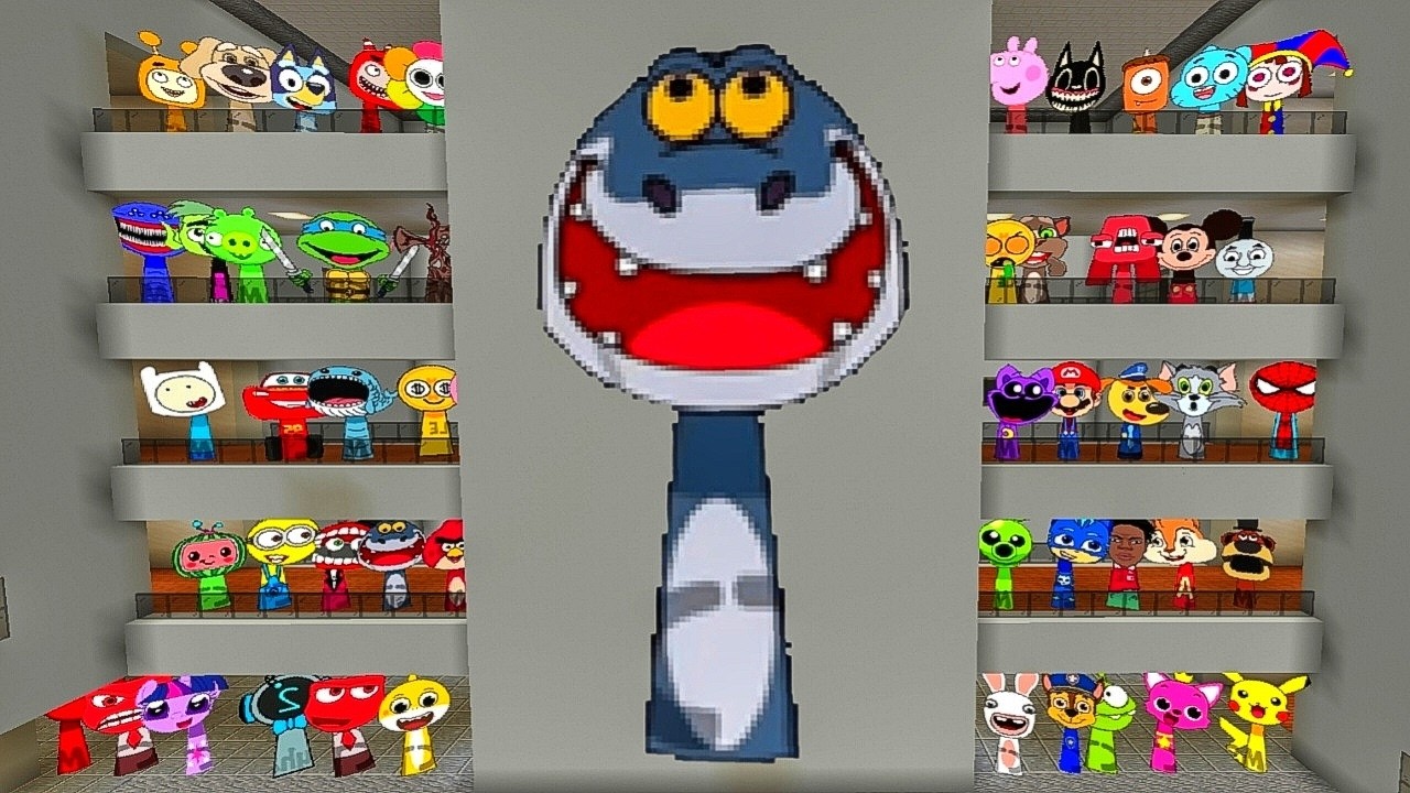 Sprunki OC Sharko added in Liminal Hotel Maze Minecraft PE