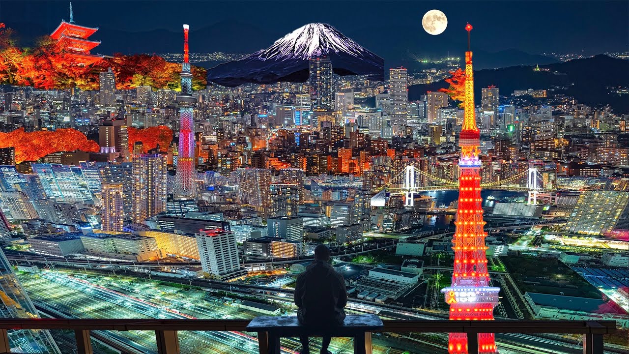 Ночная Путешествие по Самым Красивым Местам Японии｜4K Ночной Пейзаж