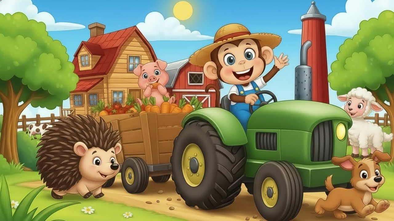 Funny Monkey Farm 🚜🐒  Kids Cartoon & Cute Farm Animals