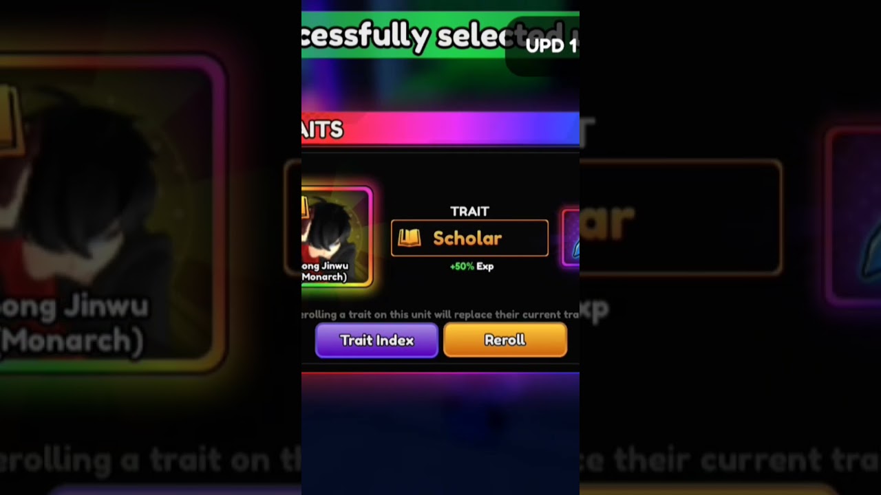 Rolling traits on mythic unit Anime Vanguards