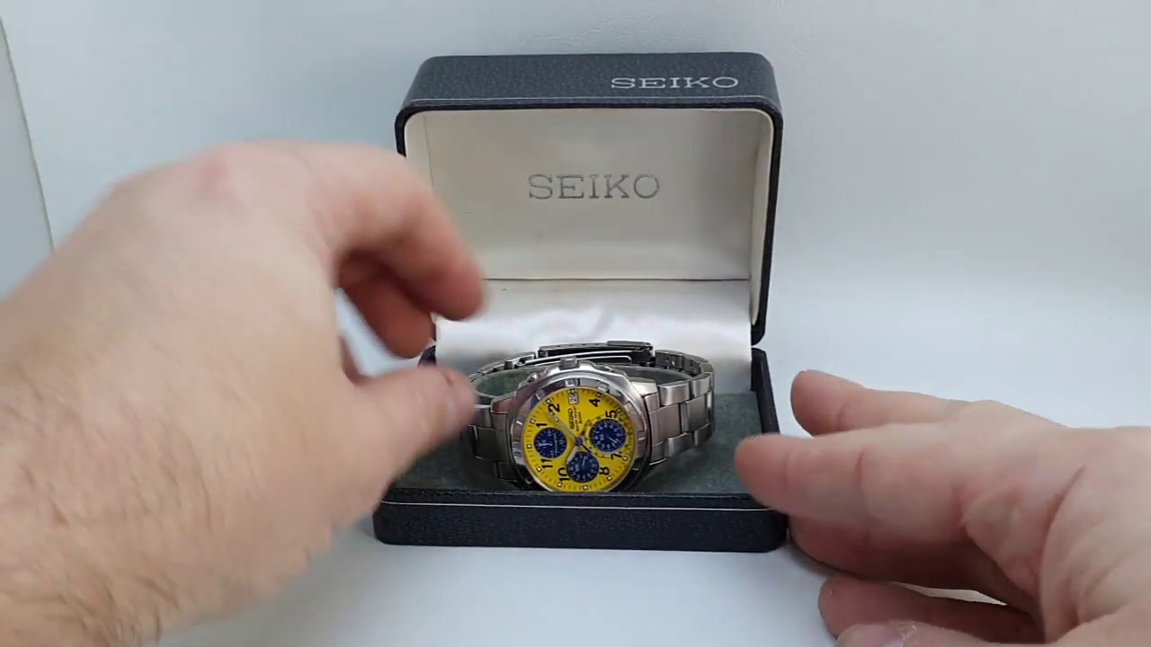 1998 Seiko men's vintage chronograph watch with yellow dial. Model  reference V657-9010 - YouTube