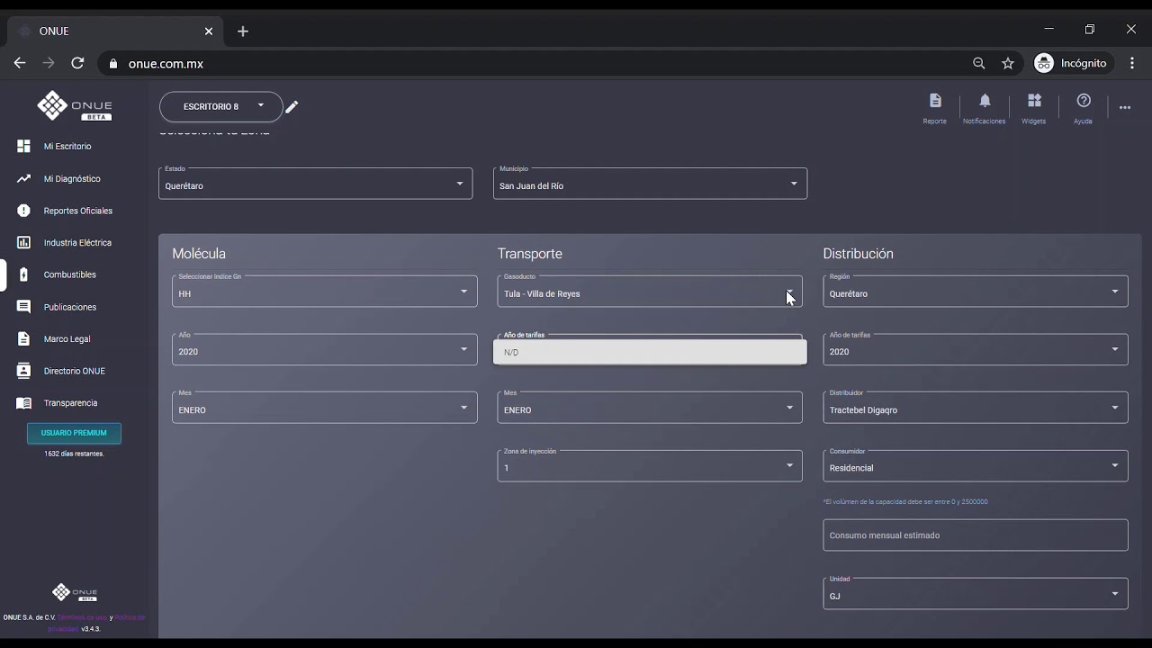 Gas Natural tarifas históricas y tarifas futuras Henry hub