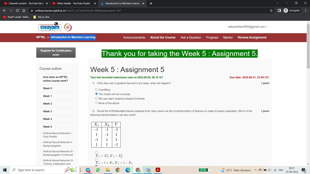 week 5 machine learning assignment