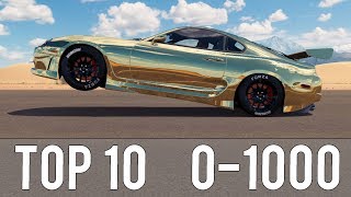 Forza Horizon 3 - TOP 10 FASTEST 0-1000 CARS! CRAZY ACCELERATIONS!