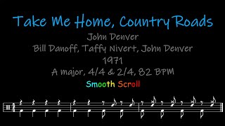 Take Me Home Country Roads, Chords, Lyrics and Timing