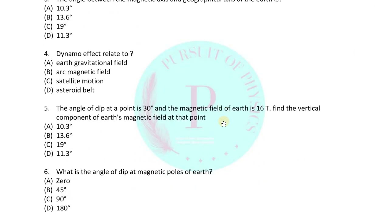 Mock Test for UPSC Geophysics Paper 2