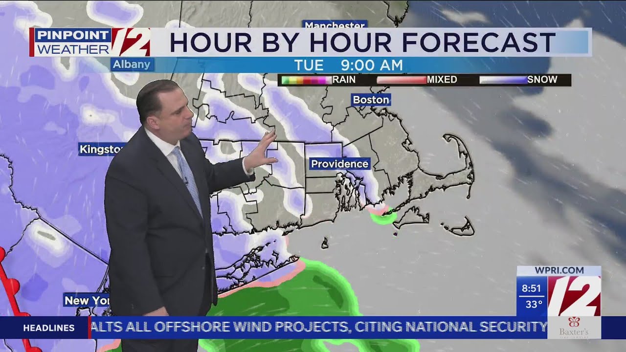 WPRI 12 Weather Forecast for 12/23/25: Light snow and rain today - YouTube