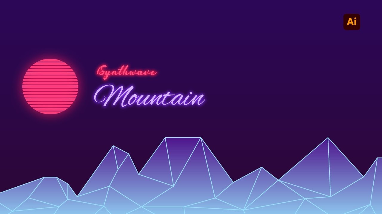 How to create retro synthwave mountain - Adobe Illustrator Tutorial ...