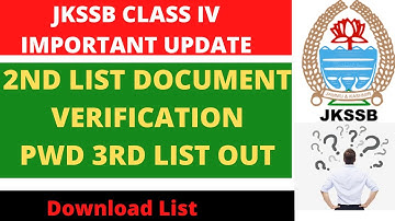 Jkssb Class Iv  2nd list reschedule verification, 3rd list PWD Document verification | Posponed.
