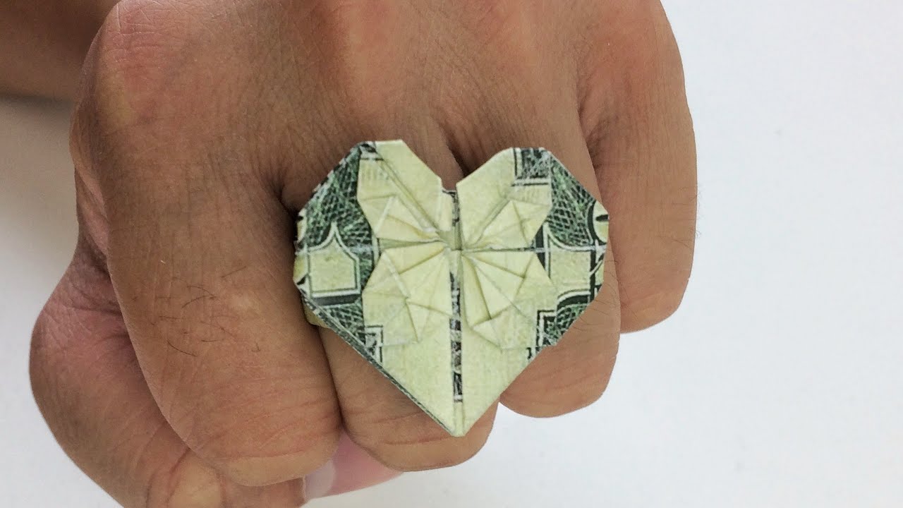 Money Origami Heart Ring from Dollar Bill YouTube