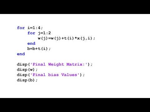 MATLAB Simulation of Hebbian Learning in Matlab m file