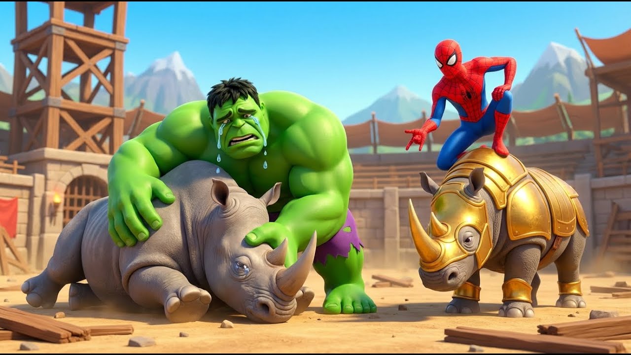 🦏🕷️ SPIDERMAN DESTROYS Hulk in the LEGENDARY RHINO RACE?!