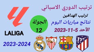 ترتيب الدوري الاسباني وترتيب الهدافين ونتائج مباريات اليوم الأحد 5-11-2023 من الجولة 12