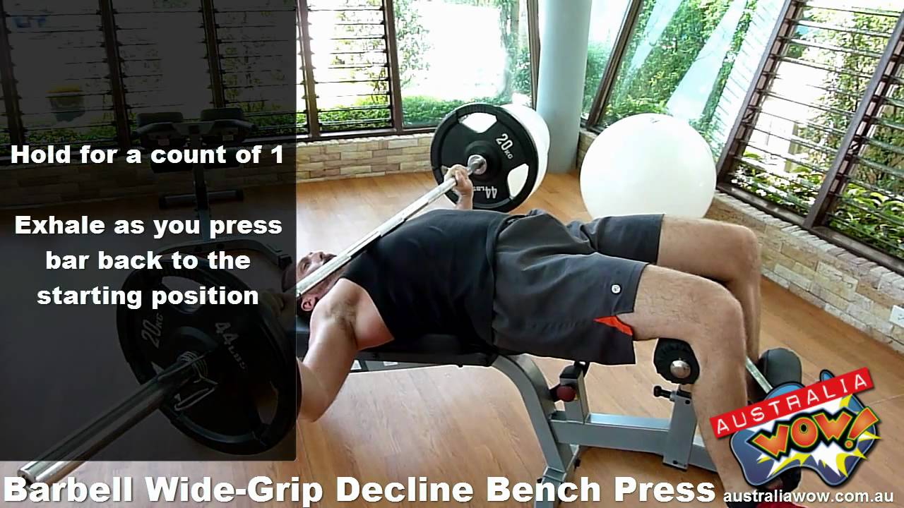 Barbell Wide Grip Decline Bench Press Youtube
