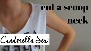 Cut off the neck of t shirts - Make a scoop neck - Cut off collar of tshirt - Change the neckline