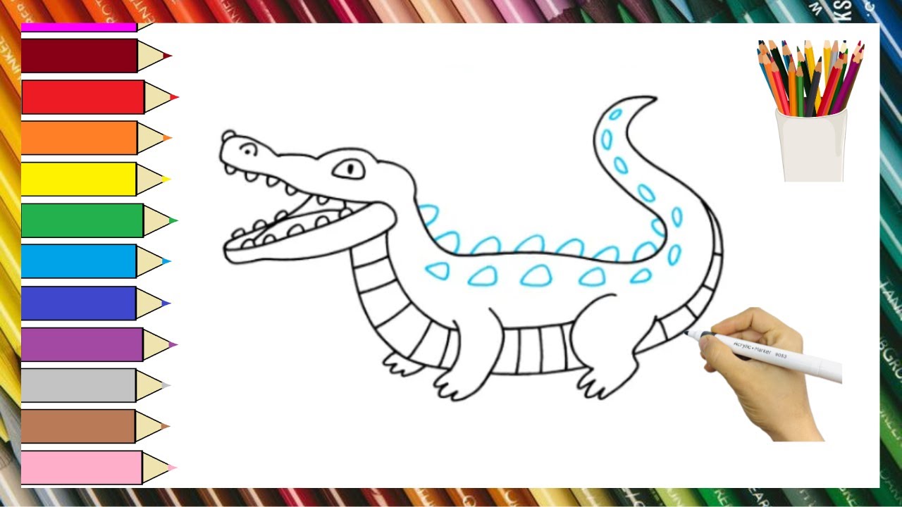 Draw and Color a Cute Crocodile | Coloring Page for Kids | Boost Your Child’s Creativity