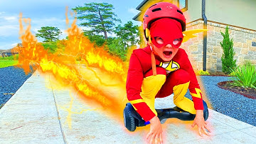 SUPERHERO FLASH! Kids Play with GOTRAX Edge HOVERBOARD Toys for Kids