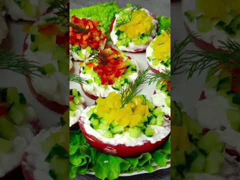 Закуска на праздничный стол и не только.Красиво необычно.вкусно.Заменит овощную нарезку.
