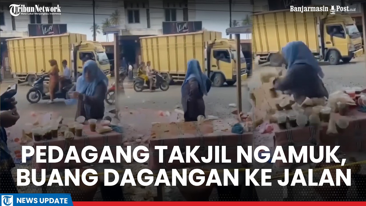 Pedagang Takjil Ngamuk dan Hamburkan Jualannya ke Jalan Usai Tak Terima Ditertibkan Satpol PP