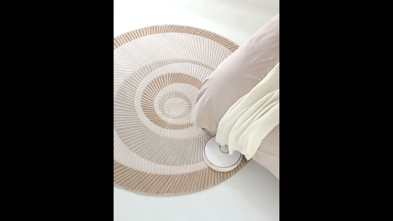 Warmly Home Contemporary Round Rug – Modern 3D Spiral Textured Neutral Carpet
