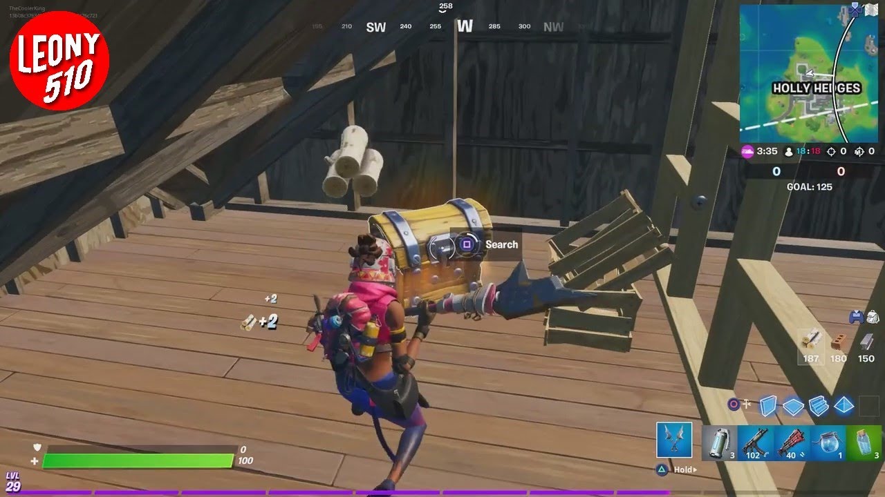 Search Chests or Ammo boxes at Holly Hedges Fortnite Week 2 Challenges