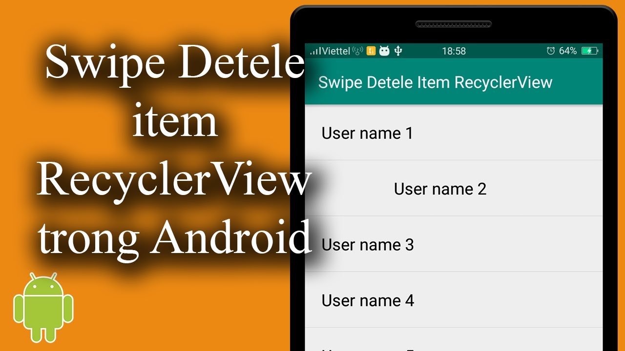 Vuốt Xóa Item Recyclerview Trong Android (Swipe Delete Item Recyclerview) - [Android Lists - #15]