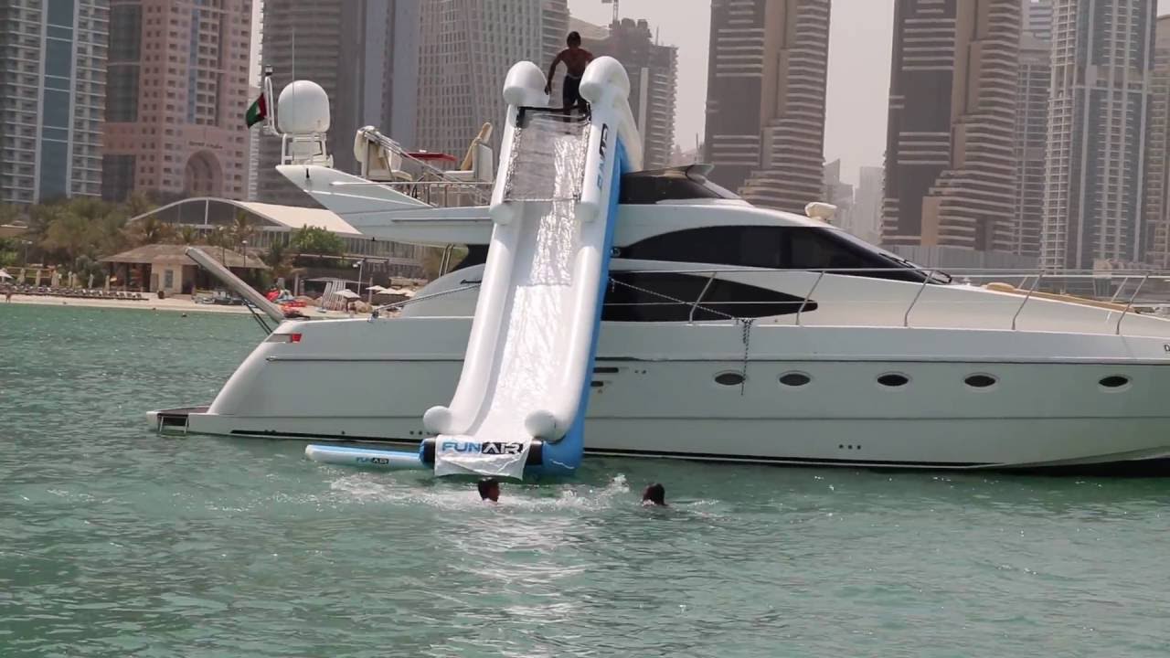 yacht with water slide