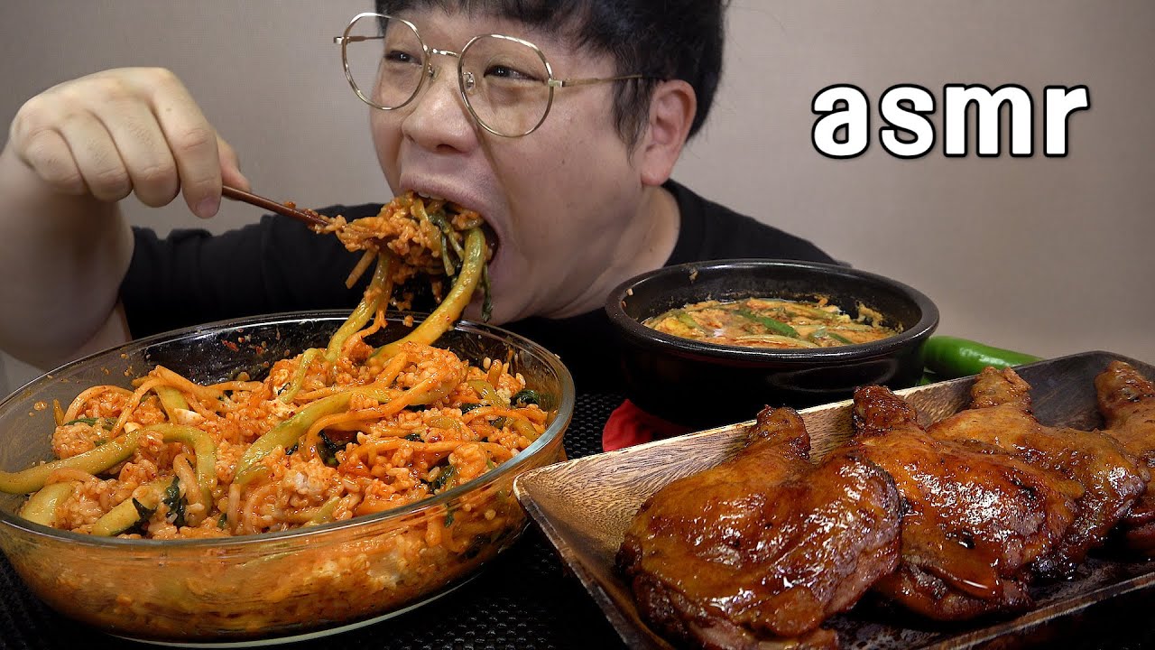 먹방창배tv 무생채비빔밥 BBQ자메이카통다리 새로운조합 대박조짐 Barbecue chicken bibimbap mukbang Legend koreanfood asmr