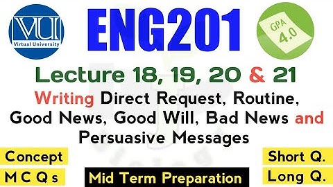 Eng201 Short Lecture 18, 19, 20 & 21 | Eng201 Mid Term Preparation 2022 | Eng201 Past MCQs