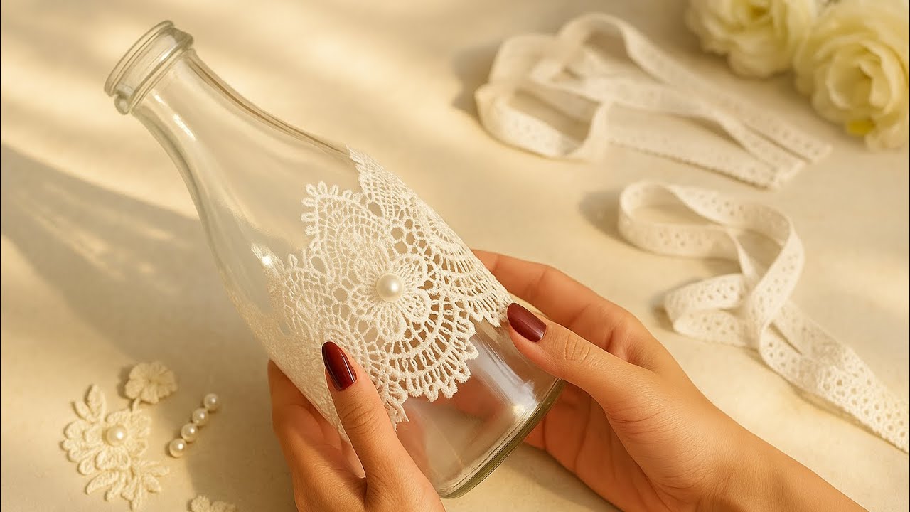 I took a glass bottle and lace, and this is what came out! You will be surprised😍The Best Of Waste!