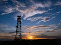 A panorama of birds in the evening sky...